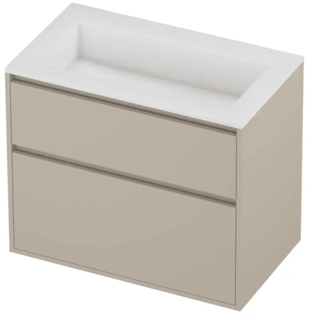 Proline Aristo Badmeubelset Polystone Elegant 80x46x67 cm Glans Wit Soft Linen Beige