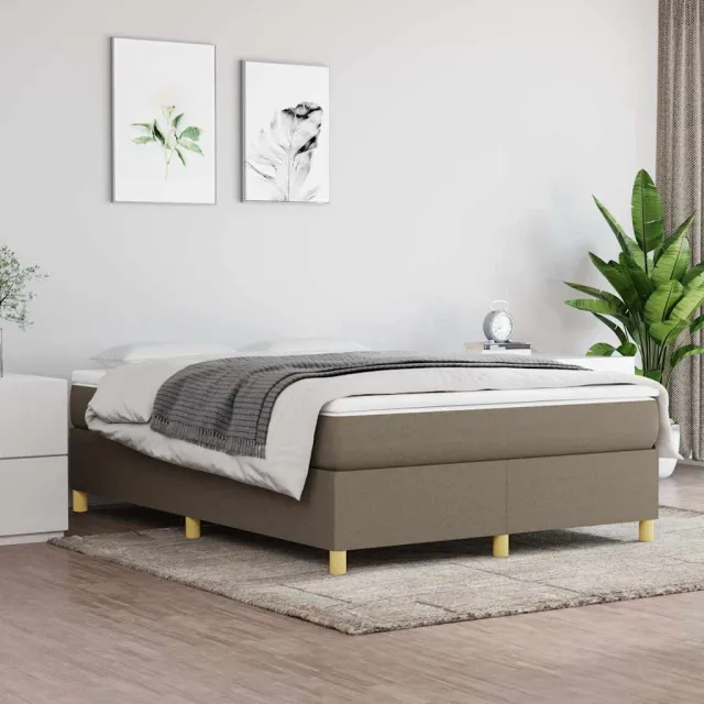 vidaXL Boxspring met matras stof taupe 140x190 cm
