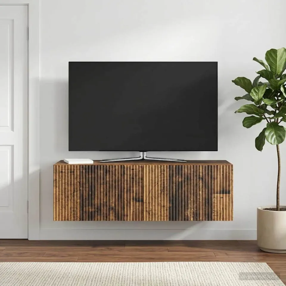 vidaXL Wandbeugel TV-kast 98 x 31 x 30 cm Oud hout Bewerkt hout bruin, foto 4