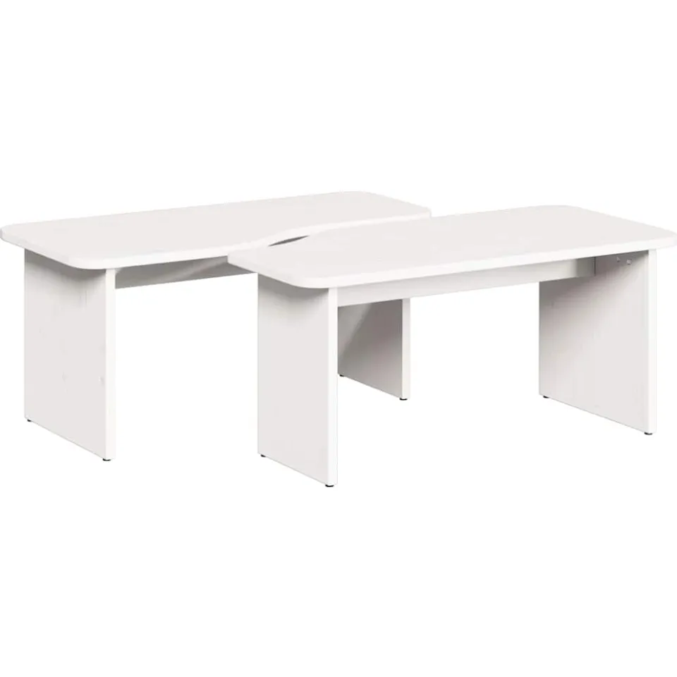 vidaXL Salontafel 2 st Wit 100 x 69 x 35,5 cm Massief grenenhout, foto 3