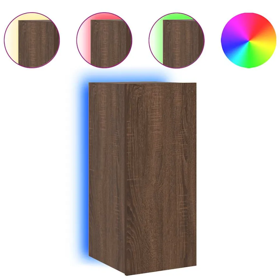 vidaXL Tv-wandmeubel met LED-verlichting 30,5x35x70 cm bruineikenkleur