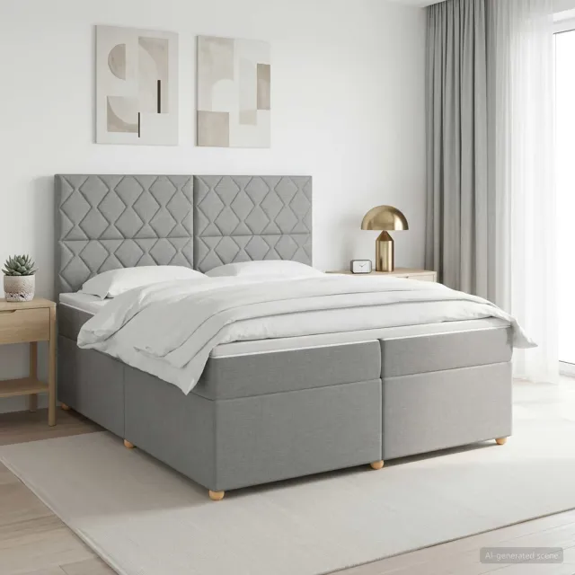 vidaXL Boxspringbed met matras Lichtgrijs 200 x 200 cm Stof