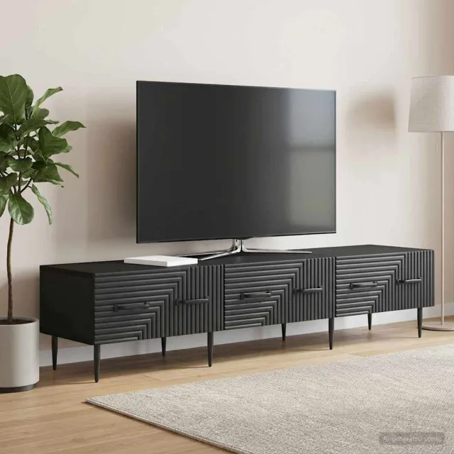 vidaXL TV-kast met lade Zwart 147 x 34,5 x 30 cm Bewerkt hout, foto 2