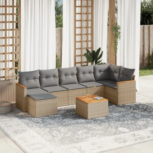 vidaXL Patio Sofa Set 8-zits Beige and Grey