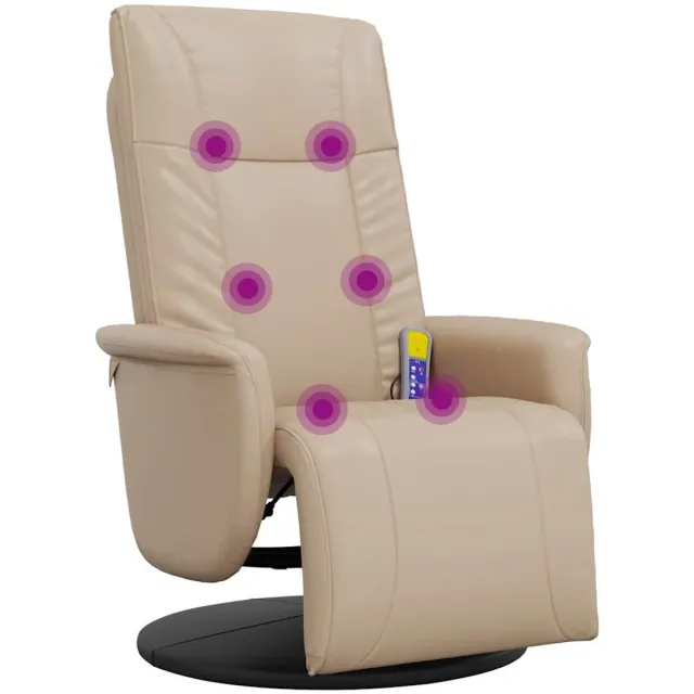 vidaXL Massagestoel - verstelbaar - met - voetensteun - kunstleer - cappuccino
