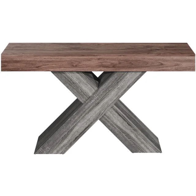 SONNENH Sidetable - X-onderstel - Smal model - 140 x 30 x 80 cm - Walnootlook/grijs