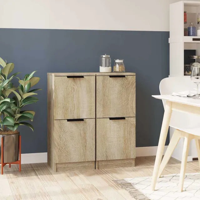 vidaXL Dressoirs 2 st 30x30x70 cm bewerkt hout sonoma eikenkleurig, foto 2