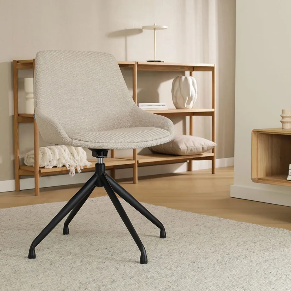 Nolon Nola-Isa draaibare eetkamerstoel beige - zwart onderstel, foto 2