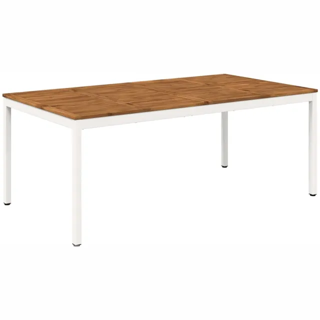 vidaXL Tuin - Eettafel - NAARDEN - Natuurlijk - en - Wit - 196 - x - 100,5 - x - 75 - cm Natuurlijk en Wit