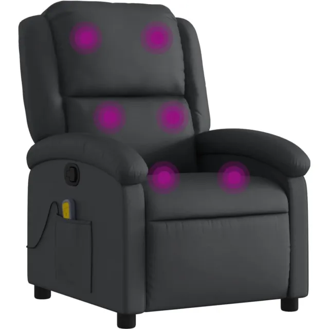 vidaXL Massagestoel - van - echt - leer- zwart
