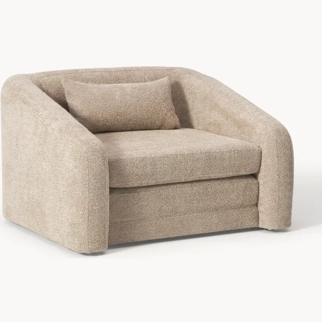Westwing Collection Teddy bouclé slaapbank Eliot Beige