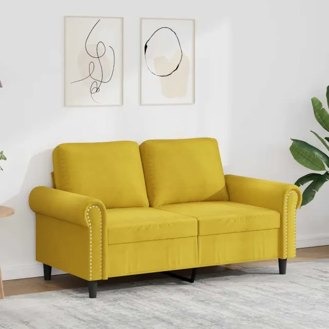 vidaXL Tweezitsbank 120 cm fluweel geel