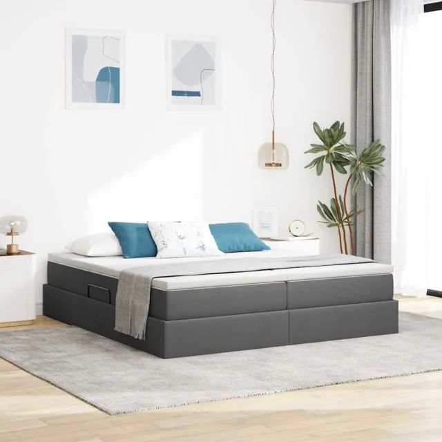 vidaXL Opbergbed met matras Donkergrijs 200 x 200 cm Polyester
