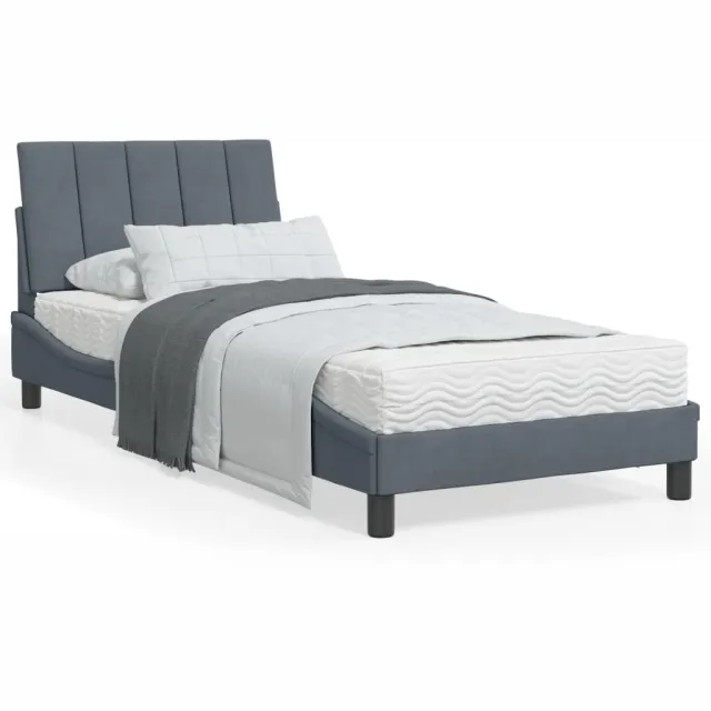 vidaXL Bed met matras "Hanko" fluweel donkergrijs 90x200 cm