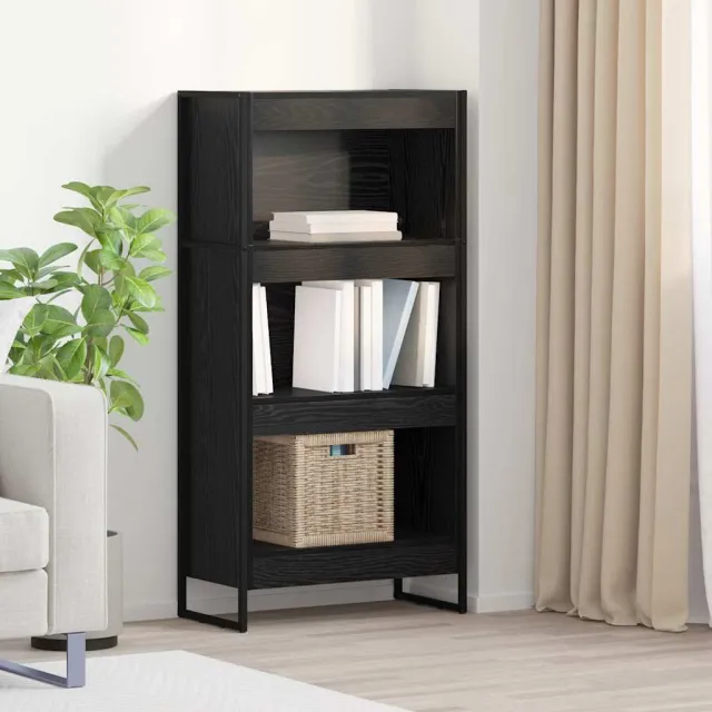 vidaXL Boekenkast 60 x 30 x 121 cm Bewerkt hout Zwart Eiken, foto 2