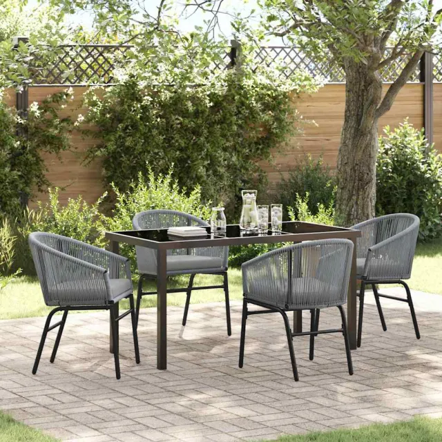 vidaXL Tuin eettafelset 5 st Antraciet Gepoedercoat staal Anthraciet