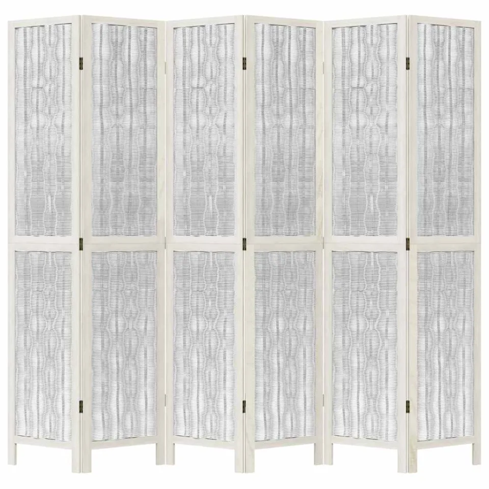 vidaXL Kamerscherm met 6 panelen massief paulowniahout wit, foto 4