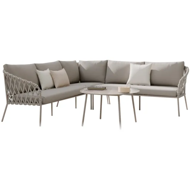 AVH-Collectie Monte Rosa hoek loungeset 3 delig aluminium bruin rope Bruin / Terre