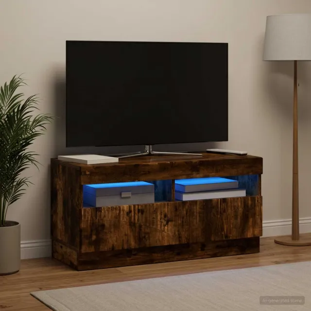 vidaXL LED tv-meubel Gerookt eiken Bewerkt hout, foto 2