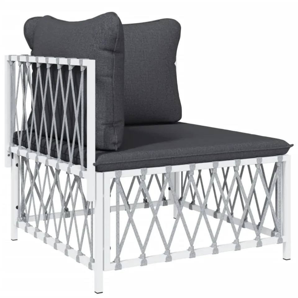 vidaXL 3-delige Loungeset met kussens staal wit, foto 3
