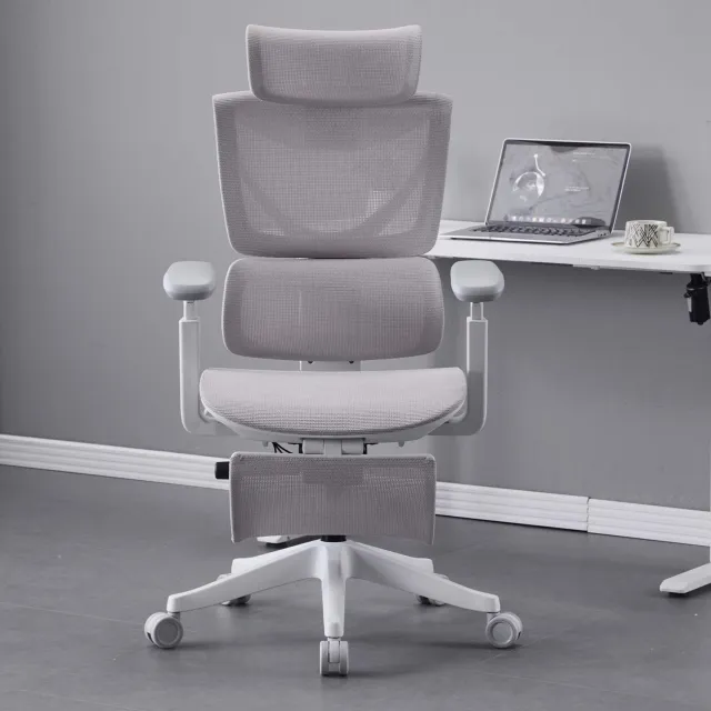 STILVORA Ergonomische Bureaustoel 73,4 x 73,4 x 110,5-134,9 cm - Drieknopsverstelling Met Lendensteun - Voor Thuiswerkplek - Mesh Grijs