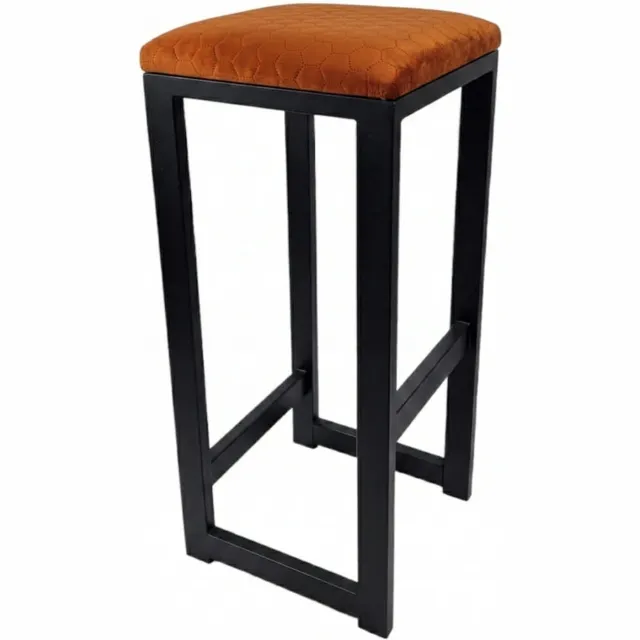 Taborecik Hoker Loft Metaal 64cm Bruin Velours Kunstleer