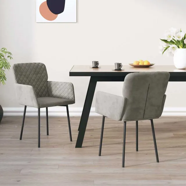 vidaXL Eetkamerstoelen 2 st fluweel lichtgrijs grijs, foto 2