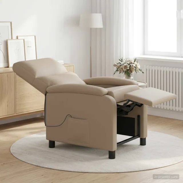 vidaXL Massage Recliner Cappuccino Kunstleer bruin