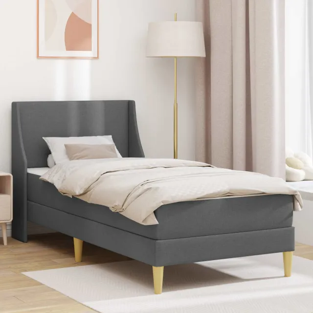 vidaXL Bedframe met matras Donkergrijs 80 x 200 cm Polyester