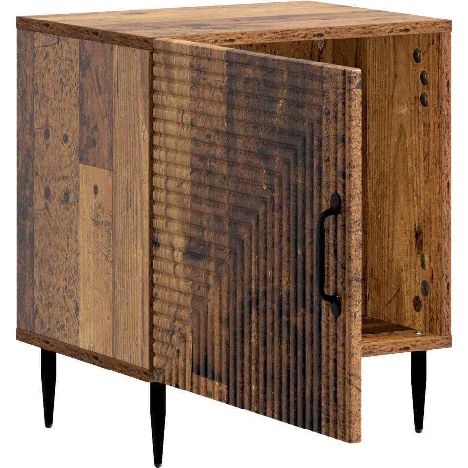vidaXL Nachtkastje Oud hout 43 x 34,5 x 50 cm Bewerkt hout bruin, foto 3