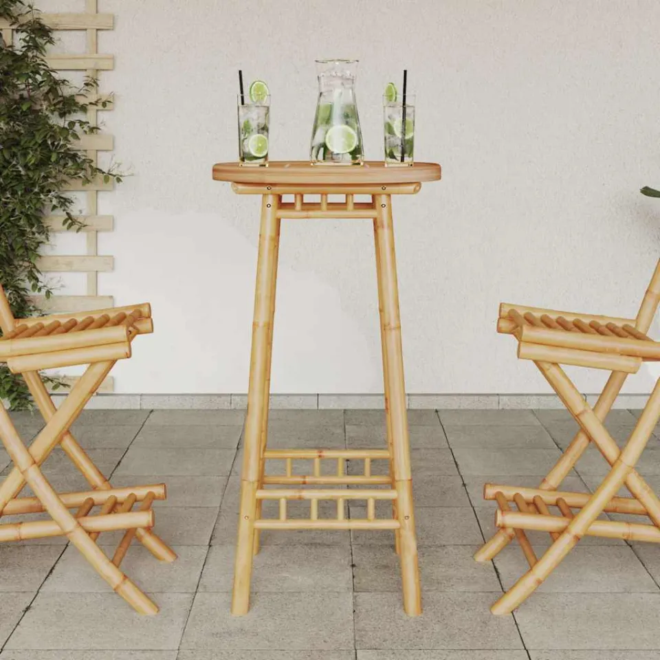 vidaXL Bartafel voor buiten Rond Ø55x100 cm bamboe bruin, foto 3