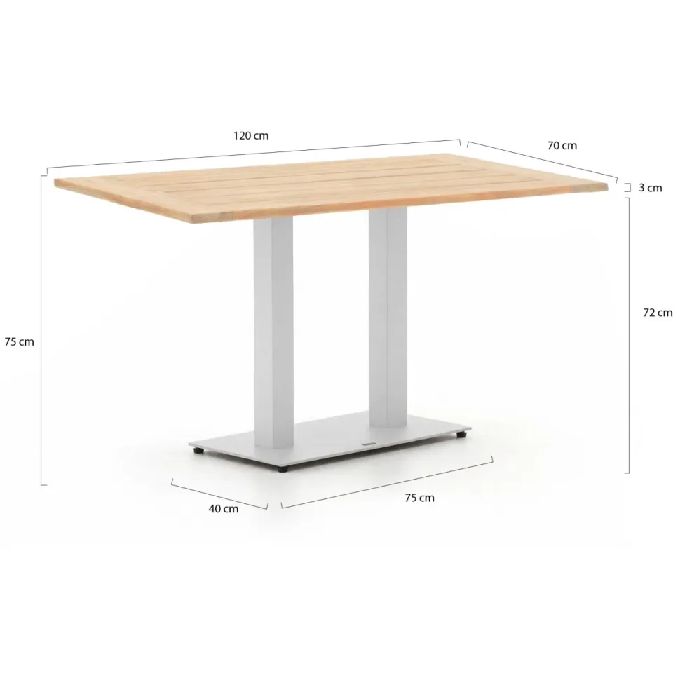 Forza Furniture Forza Orta tuintafel 120x70x75cm wit, foto 2