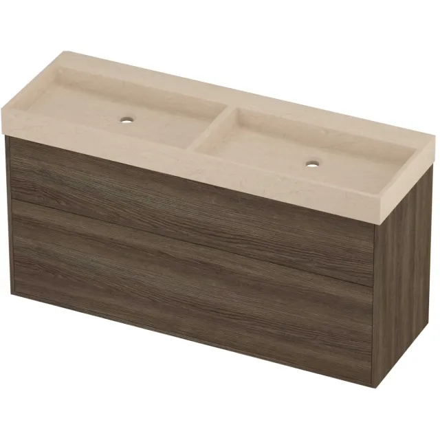 Proline Evoli Badmeubelset Hardsteen Loft Dubbel 140x46x75 cm Sand Stone Vital Oak Eiken
