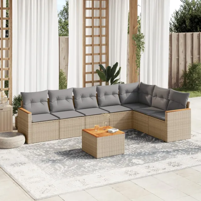 vidaXL Patio Sofa Set 8-zits Beige en Grijs, foto 2