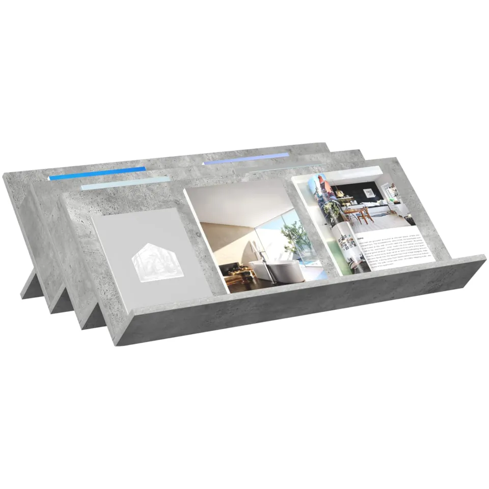 vidaXL Tijdschrift Rek Concerte Grijs 90 x 53 x 28,5 cm Bewerkt hout