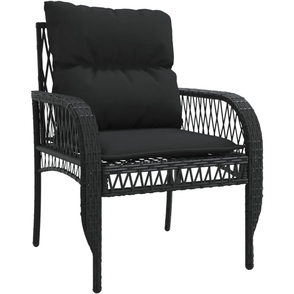vidaXL 4-delige Loungeset met kussens poly rattan zwart, foto 4