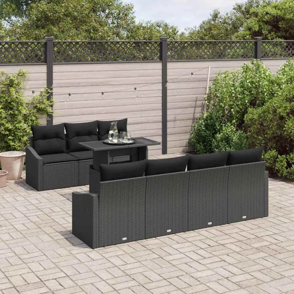 vidaXL Tuin Sofa Set 8 st Zwart poly rattan, foto 3