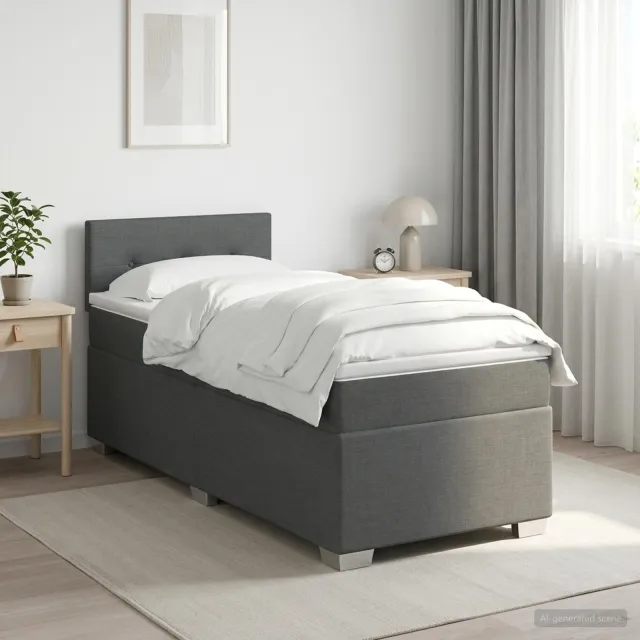 vidaXL Boxspringbed met matras Donkergrijs 90 x 200 cm Stof