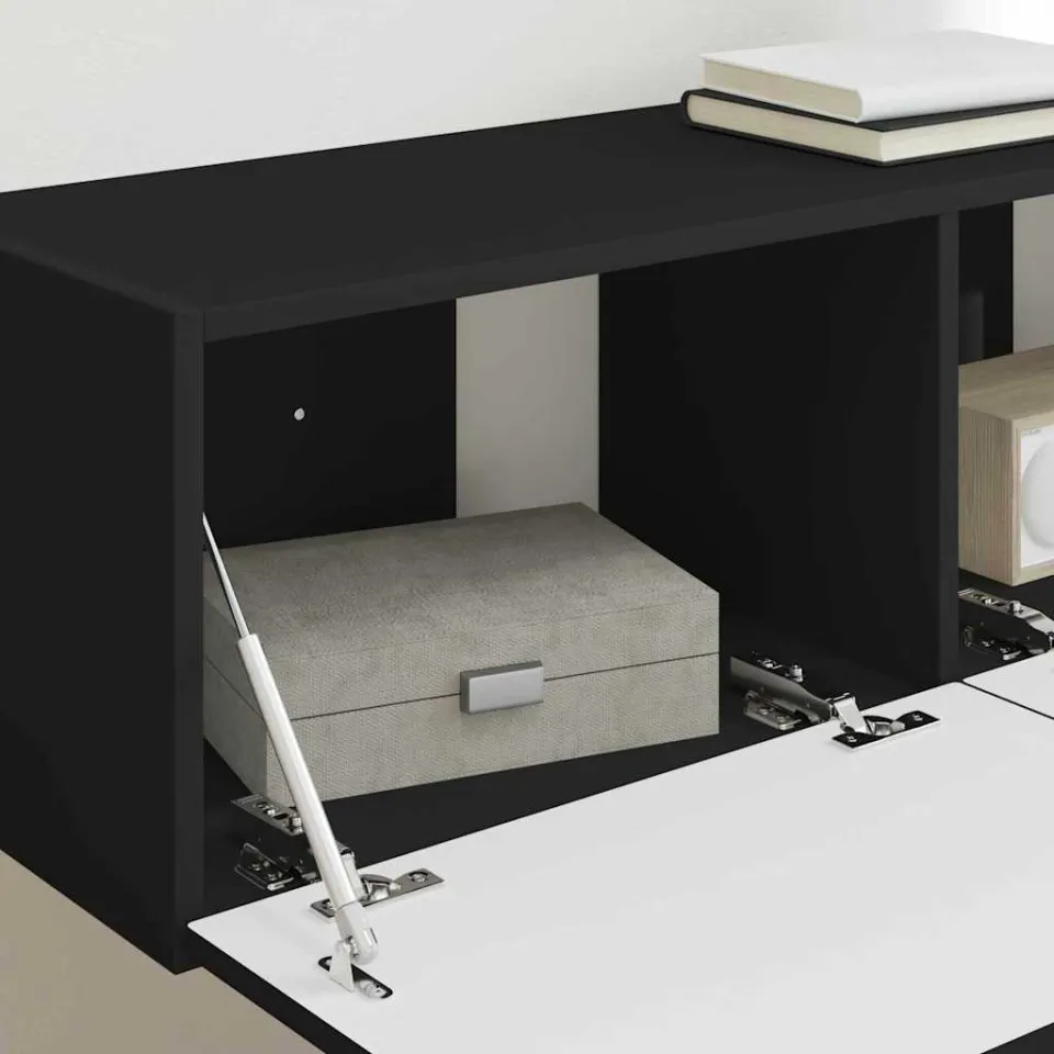 vidaXL TV Wandkast 2 st Zwart Bewerkt hout, foto 4