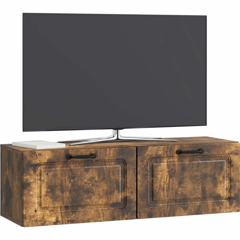 vidaXL Wandbeugel TV-kast Gerookt eiken 98 x 31 x 30 cm Bewerkt hout Bruin