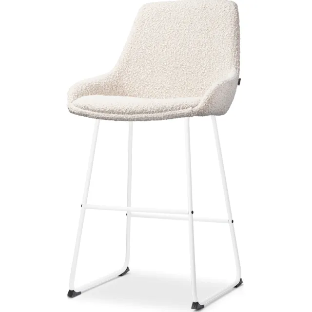 Nolon Nino-Isa barkruk bouclé beige - wit onderstel - 65 cm