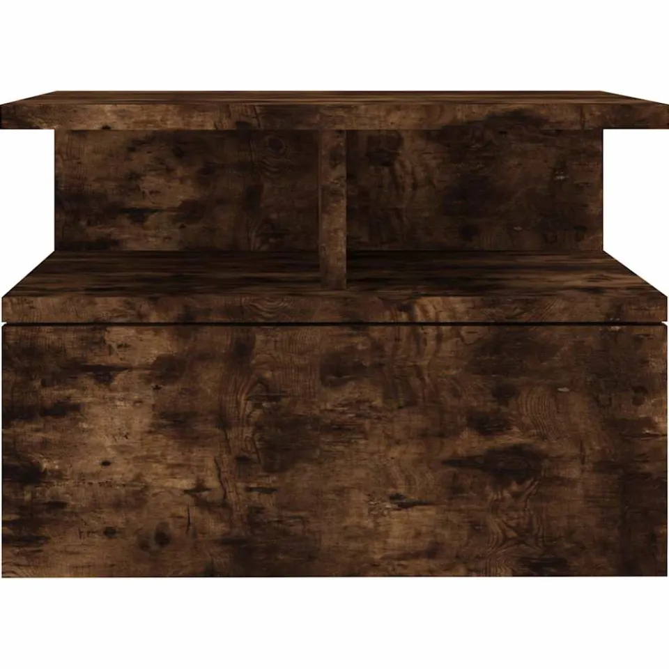 vidaXL Nachtkastje zwevend 40x31x27 cm bewerkt hout gerookt eikenkleur Bruin