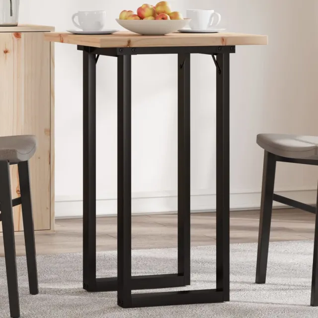 vidaXL Eettafel O-frame 50x50x75,5 cm massief grenenhout en staal Bruin