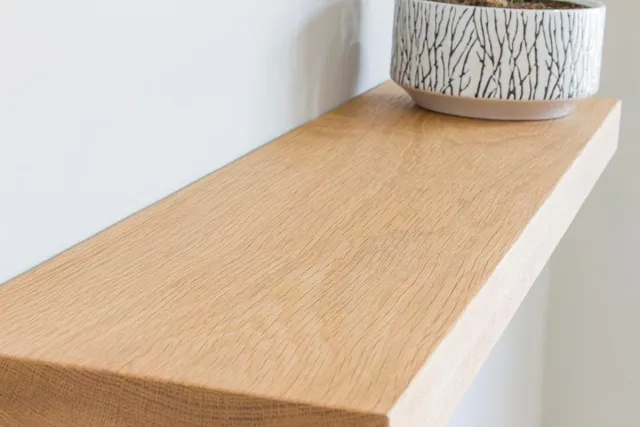 b-home-interieur.be B-Home Vandycke Wandplank Zwevend Massief Eiken – Rechte Rand – 80 x 20 x 4 cm – Blinde Bevestiging – Naturel Eikenhout