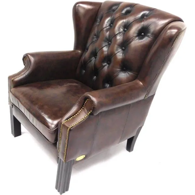 Chesterfieldsite Chesterfield Wingchair "SPRINGFIELD" - Handwish leder brown Bruin