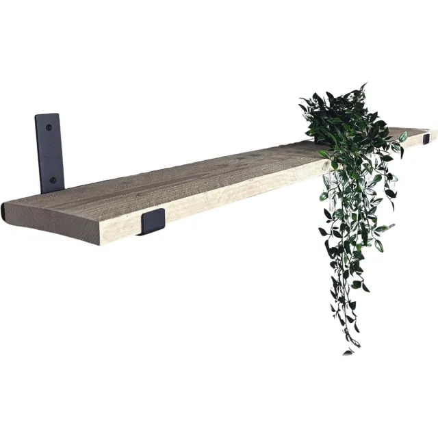 Maison dam Wandplank - Steigerhout geborsteld - Zwarte plankdragers - 150cm breed - 20cm diep Plankdragers L vorm