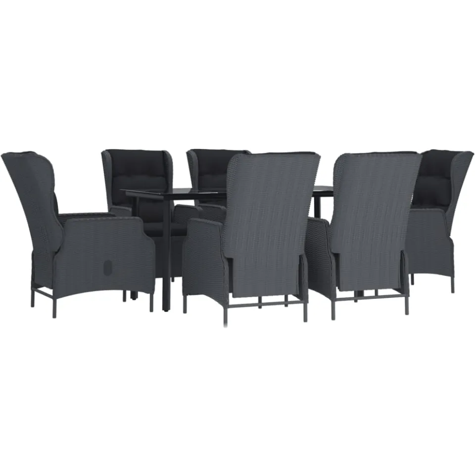 vidaXL 7-delige Tuinset poly rattan donkergrijs grijs