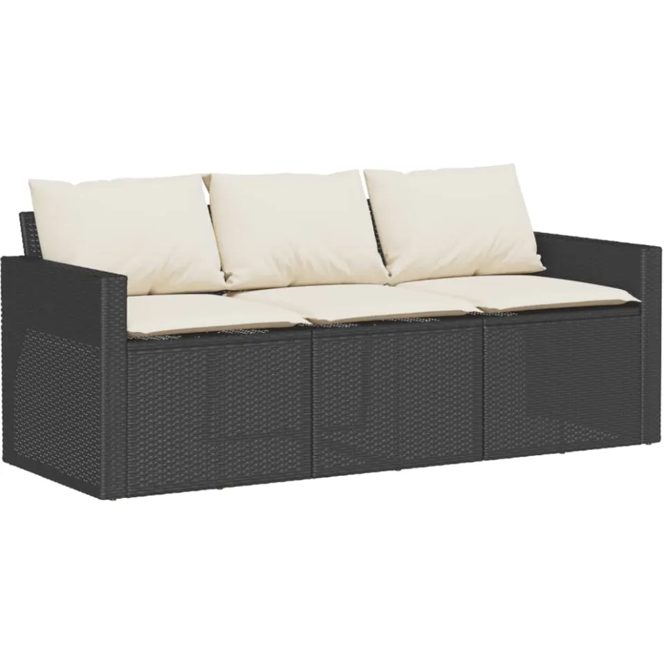 vidaXL 6-delige Loungeset met kussens poly rattan zwart
