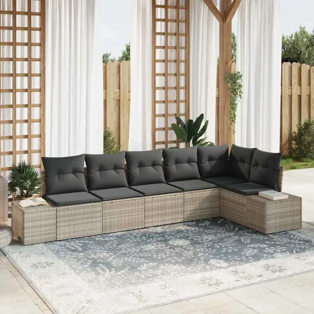 vidaXL Tuin Sofa Set 6 st Lichtgrijs poly rattan, foto 2