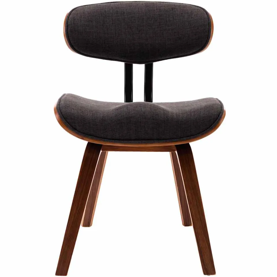 vidaXL Eetkamerstoelen 4 st gebogen hout en stof grijs, foto 4